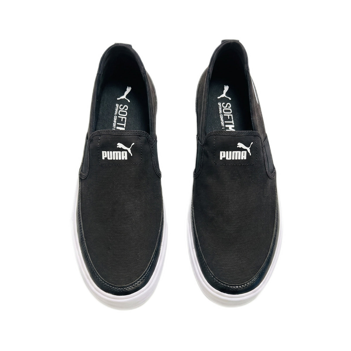 Top-down view of the pair of sneakers showing the inner soles and branded logos.